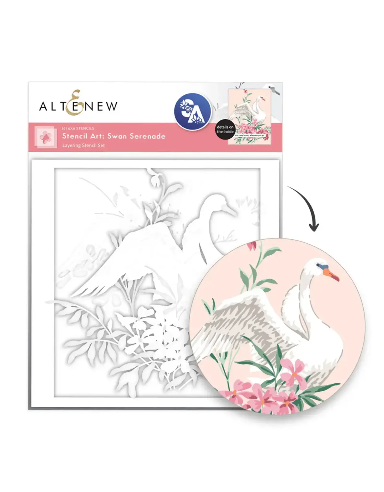ALTENEW ALTENEW STENCIL ART: SWAN SERENADE LAYERING STENCIL SET 6/PK