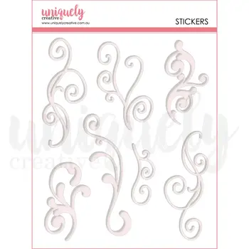UNIQUELY CREATIVE UNIQUELY CREATIVE WHITE FLOURISH PUFFY STICKERS