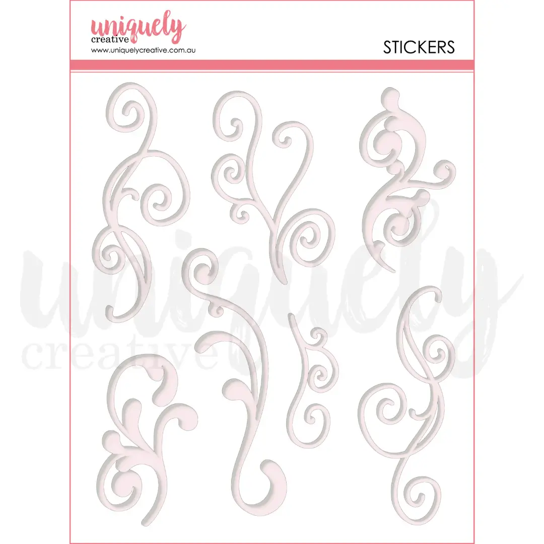 UNIQUELY CREATIVE UNIQUELY CREATIVE WHITE FLOURISH PUFFY STICKERS