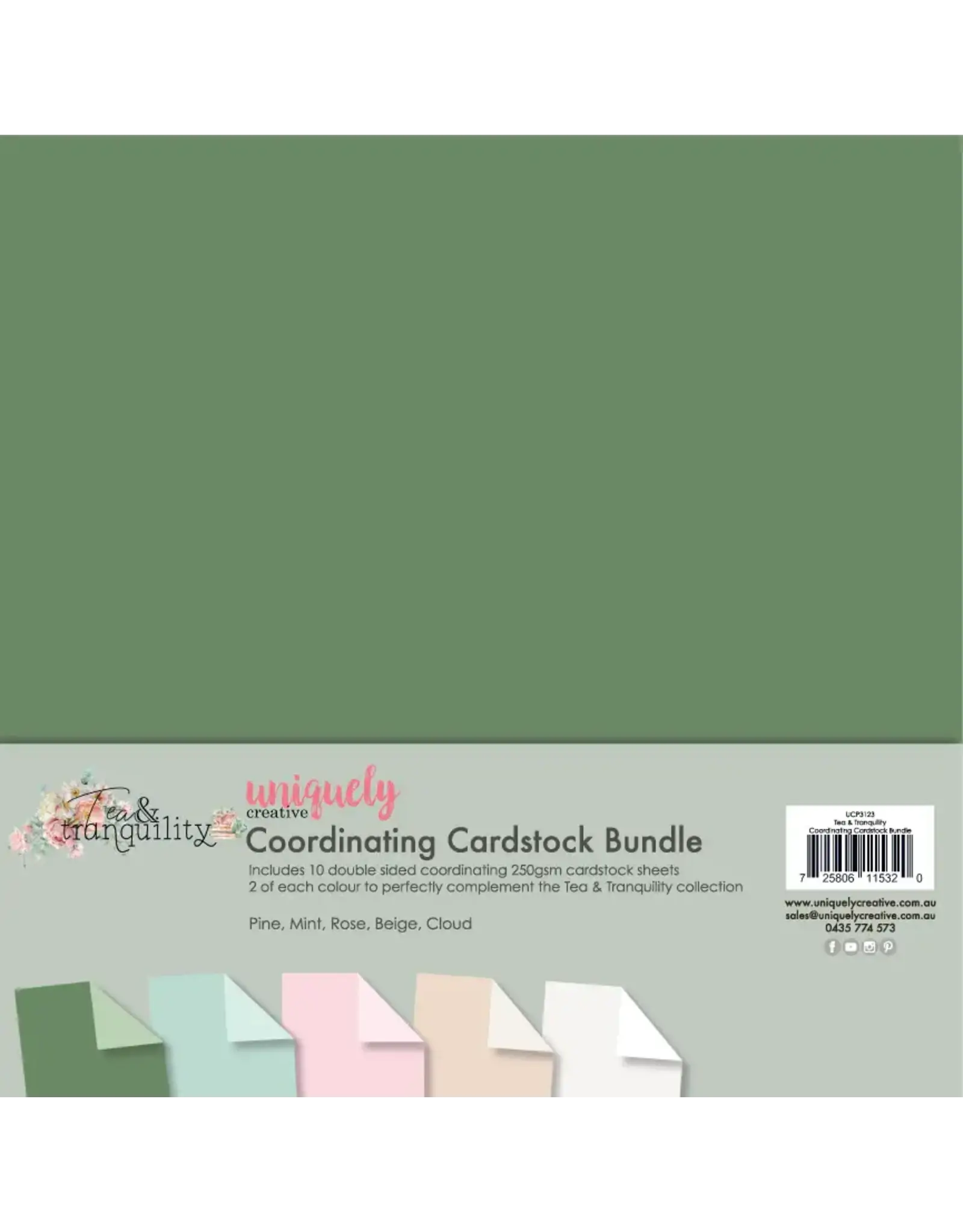 UNIQUELY CREATIVE UNIQUELY CREATIVE TEA & TRANQUILITY 12x12 CARDSTOCK BUNDLE