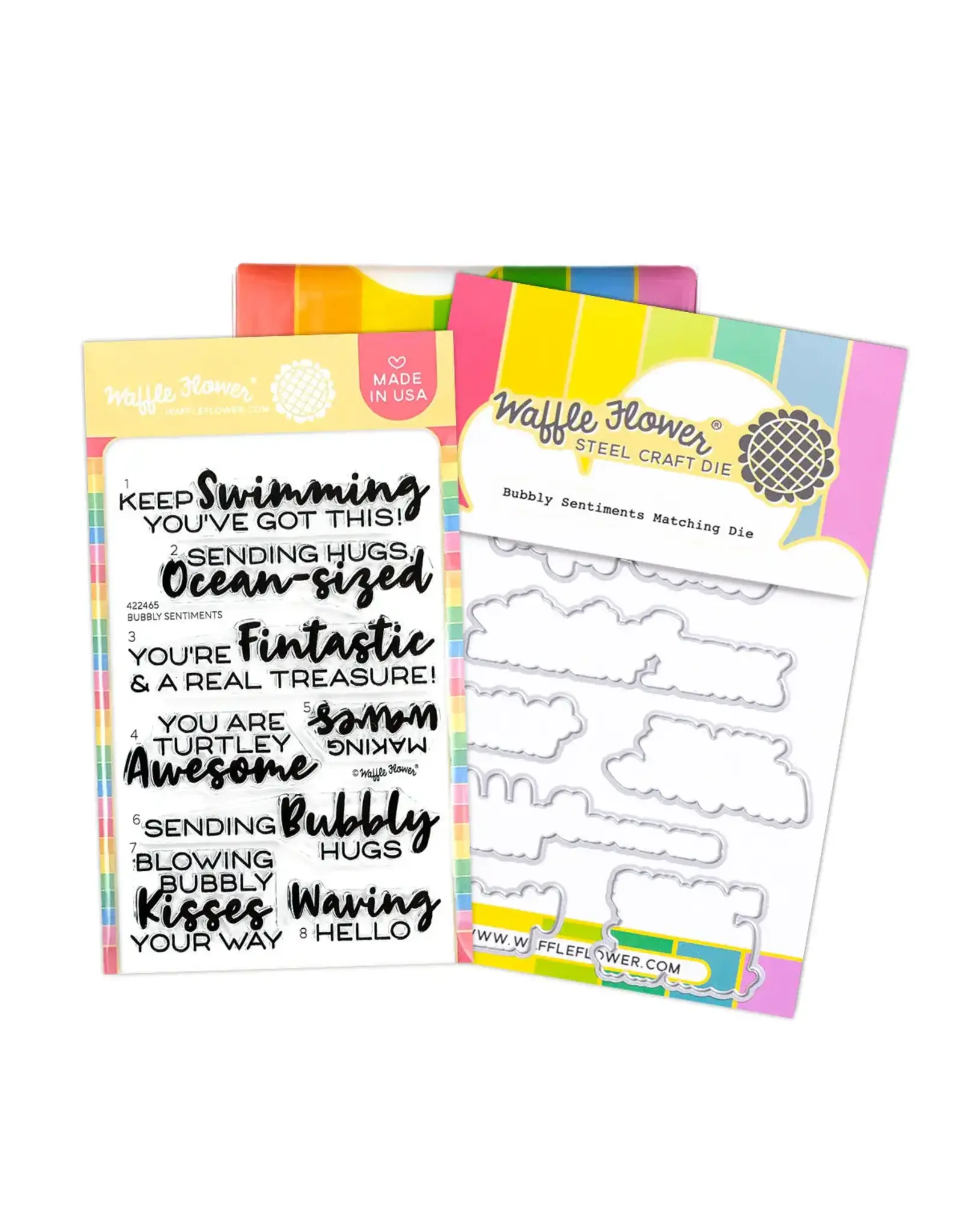WAFFLE FLOWER WAFFLE FLOWER BUBBLY SENTIMENTS CLEAR STAMP SET AND DIE COMBO