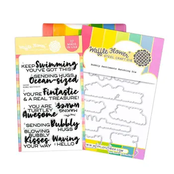 WAFFLE FLOWER WAFFLE FLOWER BUBBLY SENTIMENTS CLEAR STAMP SET AND DIE COMBO