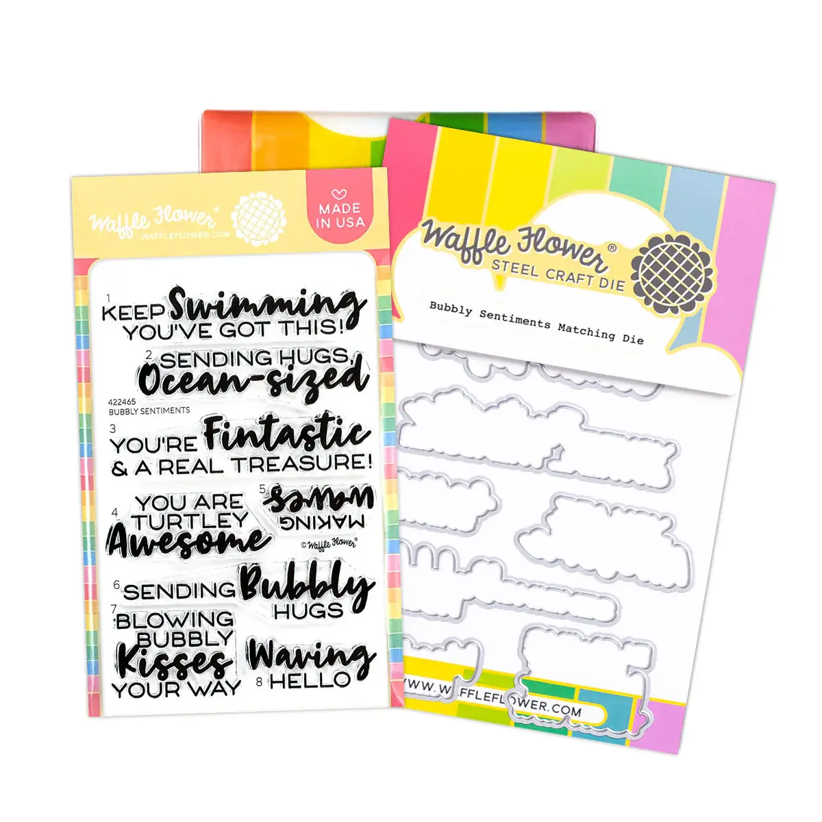WAFFLE FLOWER WAFFLE FLOWER BUBBLY SENTIMENTS CLEAR STAMP SET AND DIE COMBO