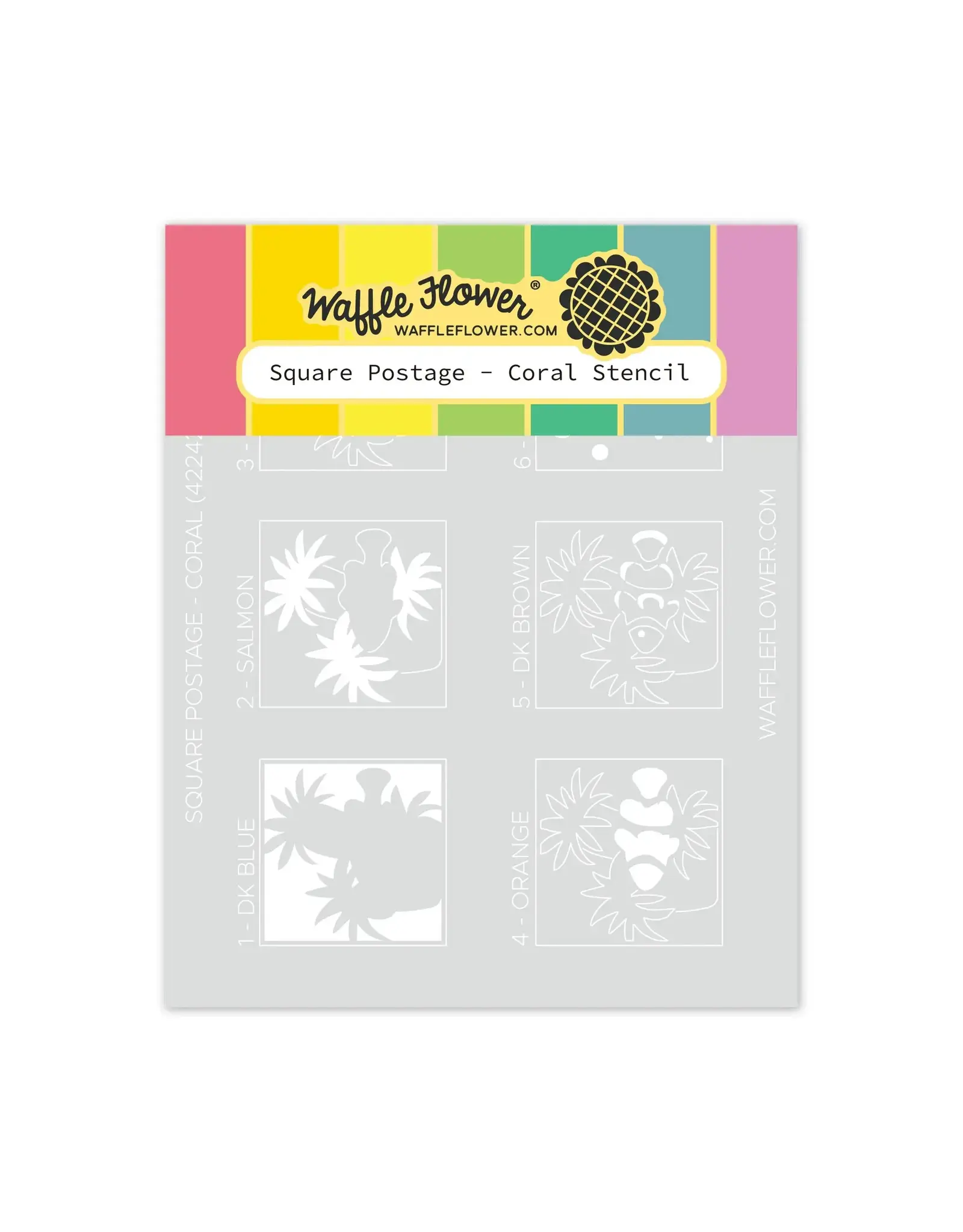 WAFFLE FLOWER WAFFLE FLOWER SQUARE POSTAGE CORAL STENCIL