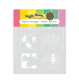 WAFFLE FLOWER WAFFLE FLOWER SQUARE POSTAGE CORAL STENCIL