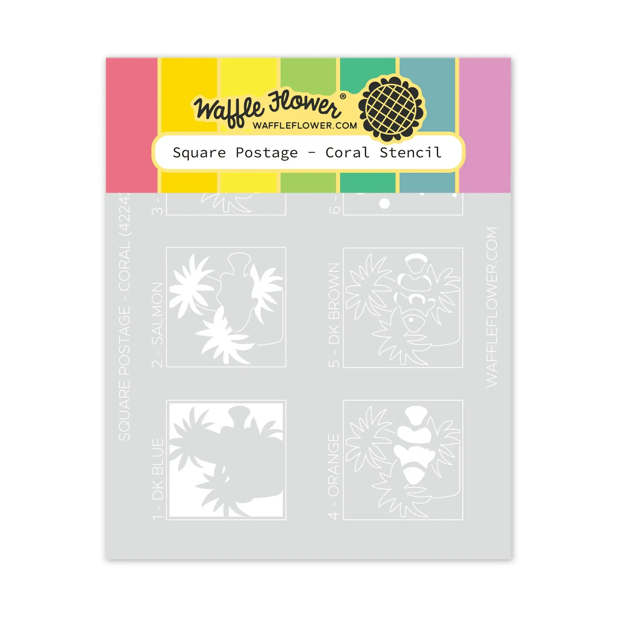 WAFFLE FLOWER WAFFLE FLOWER SQUARE POSTAGE CORAL STENCIL