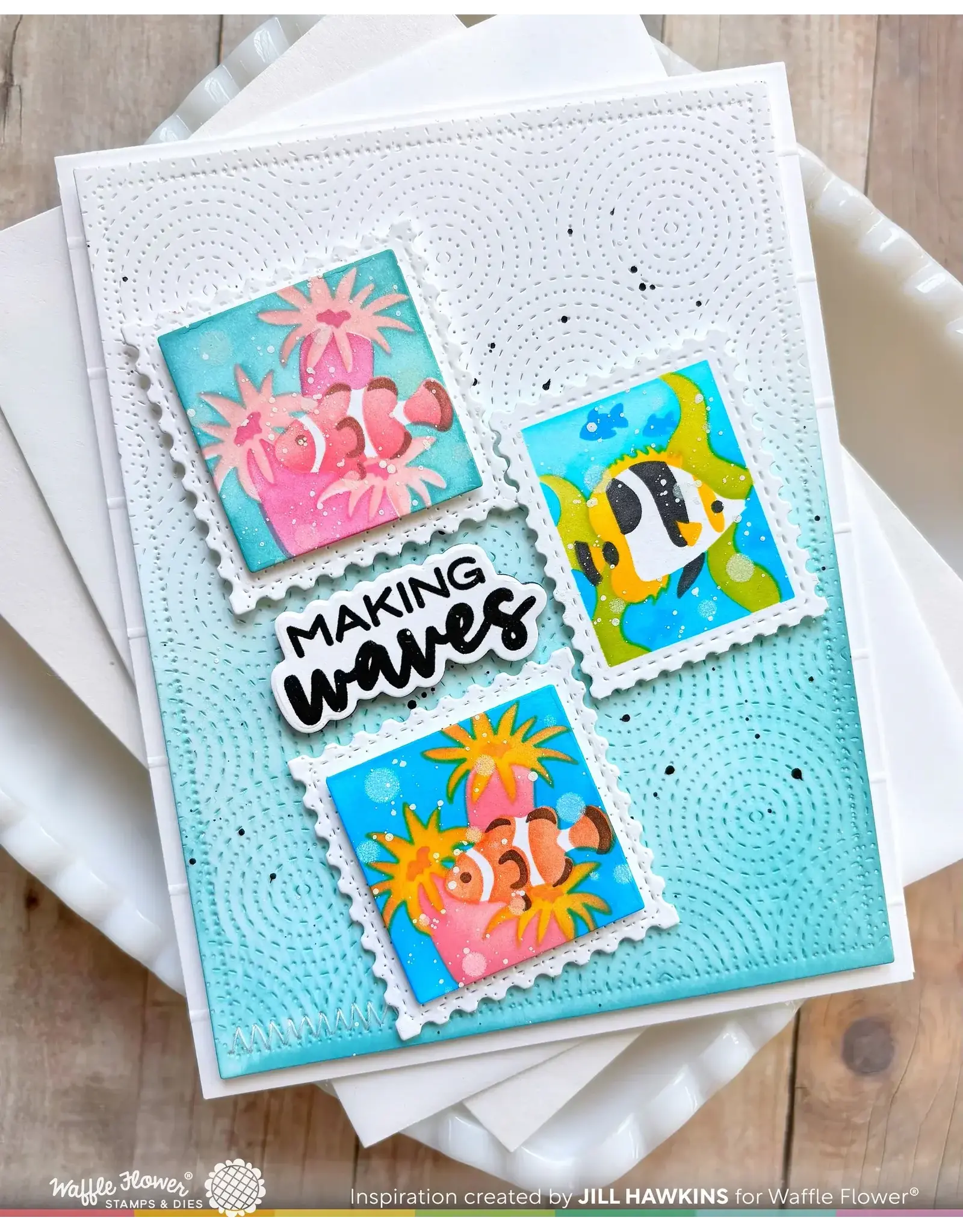 WAFFLE FLOWER WAFFLE FLOWER SQUARE POSTAGE CORAL STENCIL