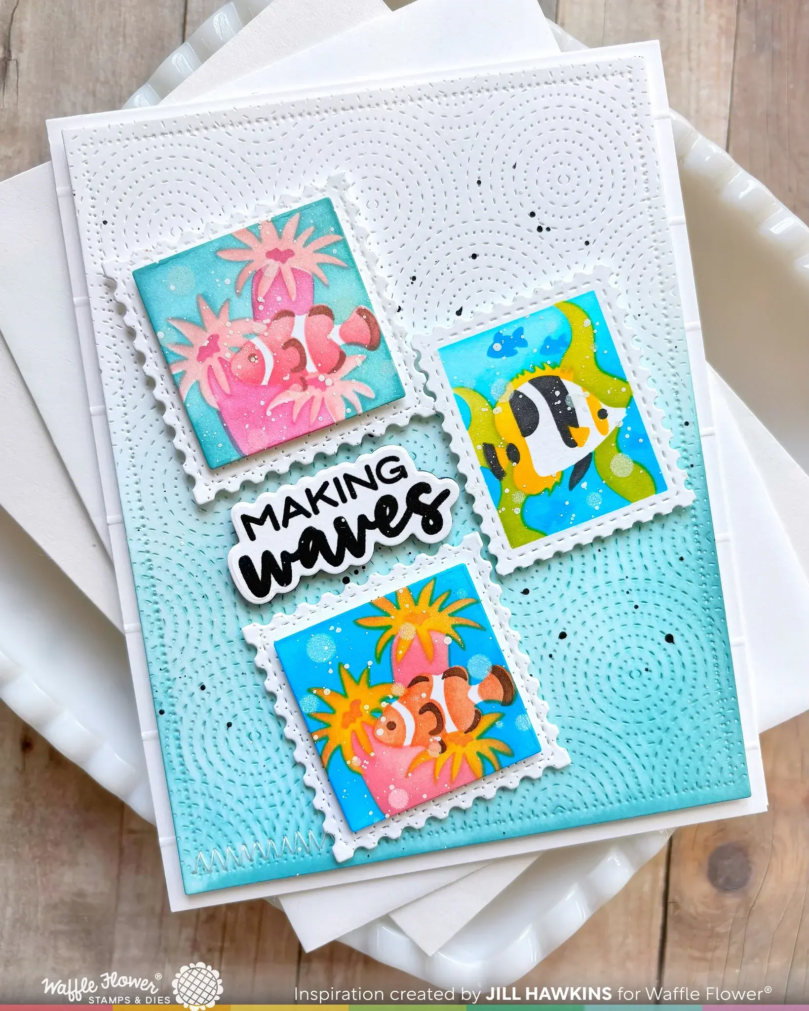 WAFFLE FLOWER WAFFLE FLOWER SQUARE POSTAGE CORAL STENCIL