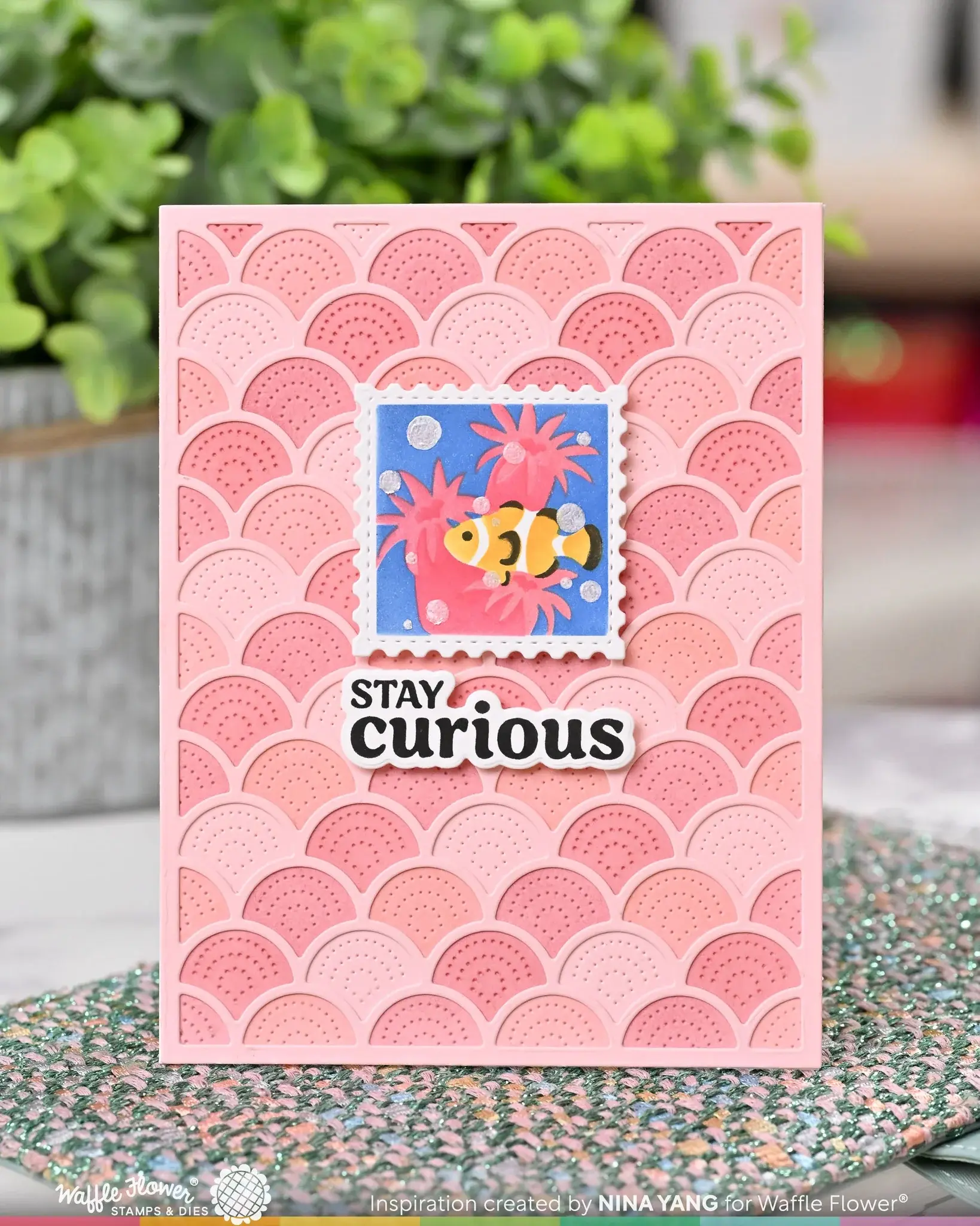 WAFFLE FLOWER WAFFLE FLOWER SQUARE POSTAGE CORAL STENCIL