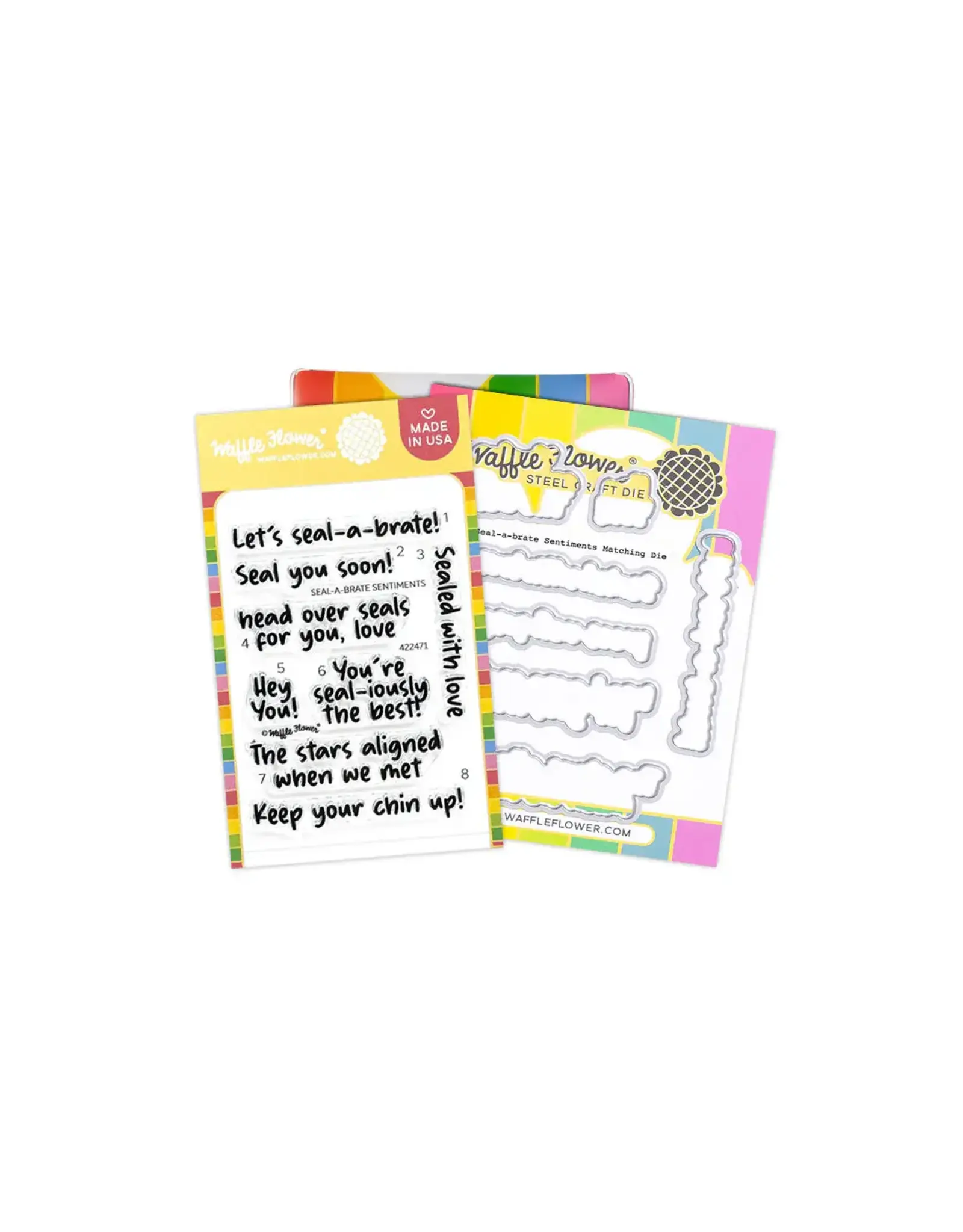 WAFFLE FLOWER WAFFLE FLOWER SEAL-A-BRATE SENTIMENTS CLEAR STAMP SET AND DIE COMBO