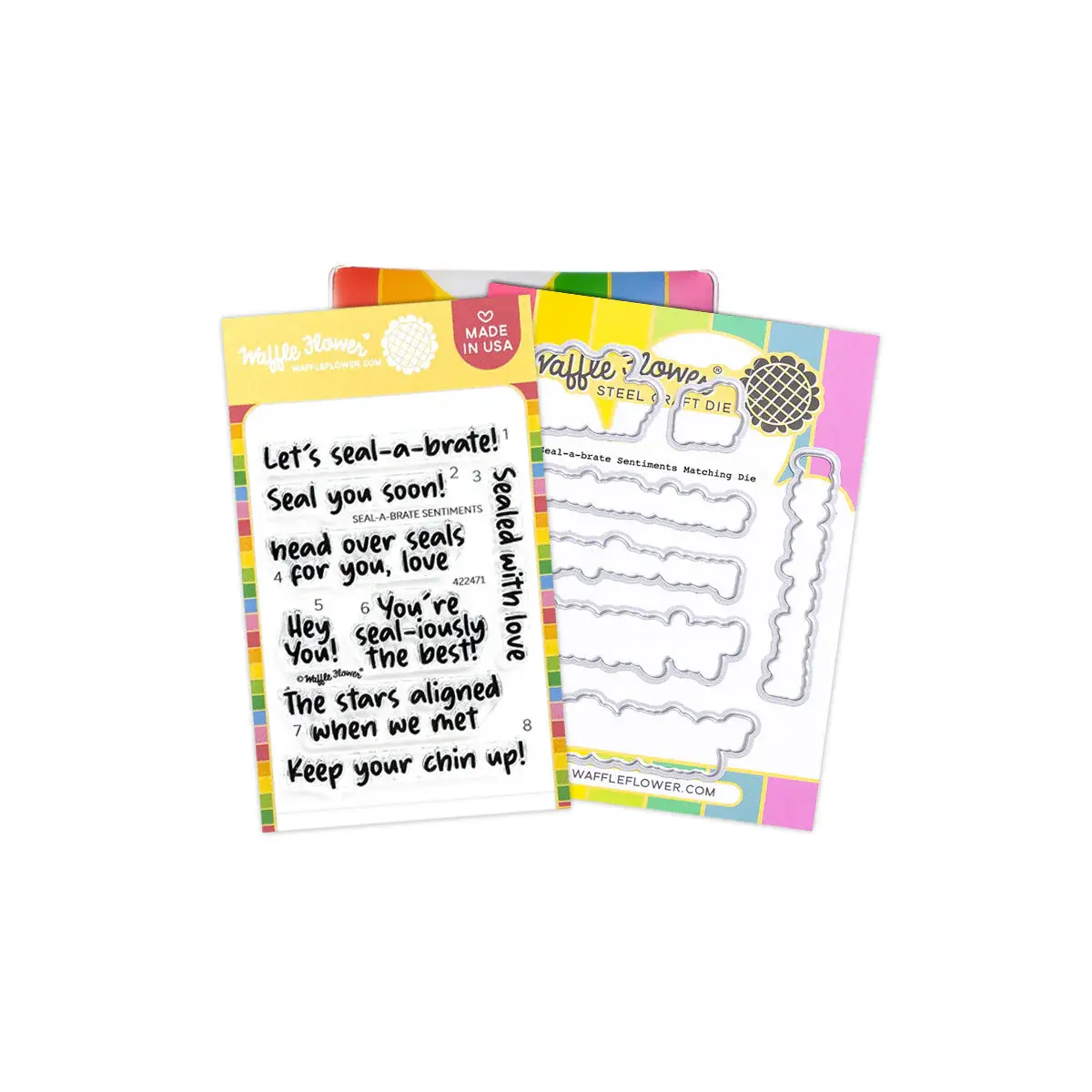 WAFFLE FLOWER WAFFLE FLOWER SEAL-A-BRATE SENTIMENTS CLEAR STAMP SET AND DIE COMBO