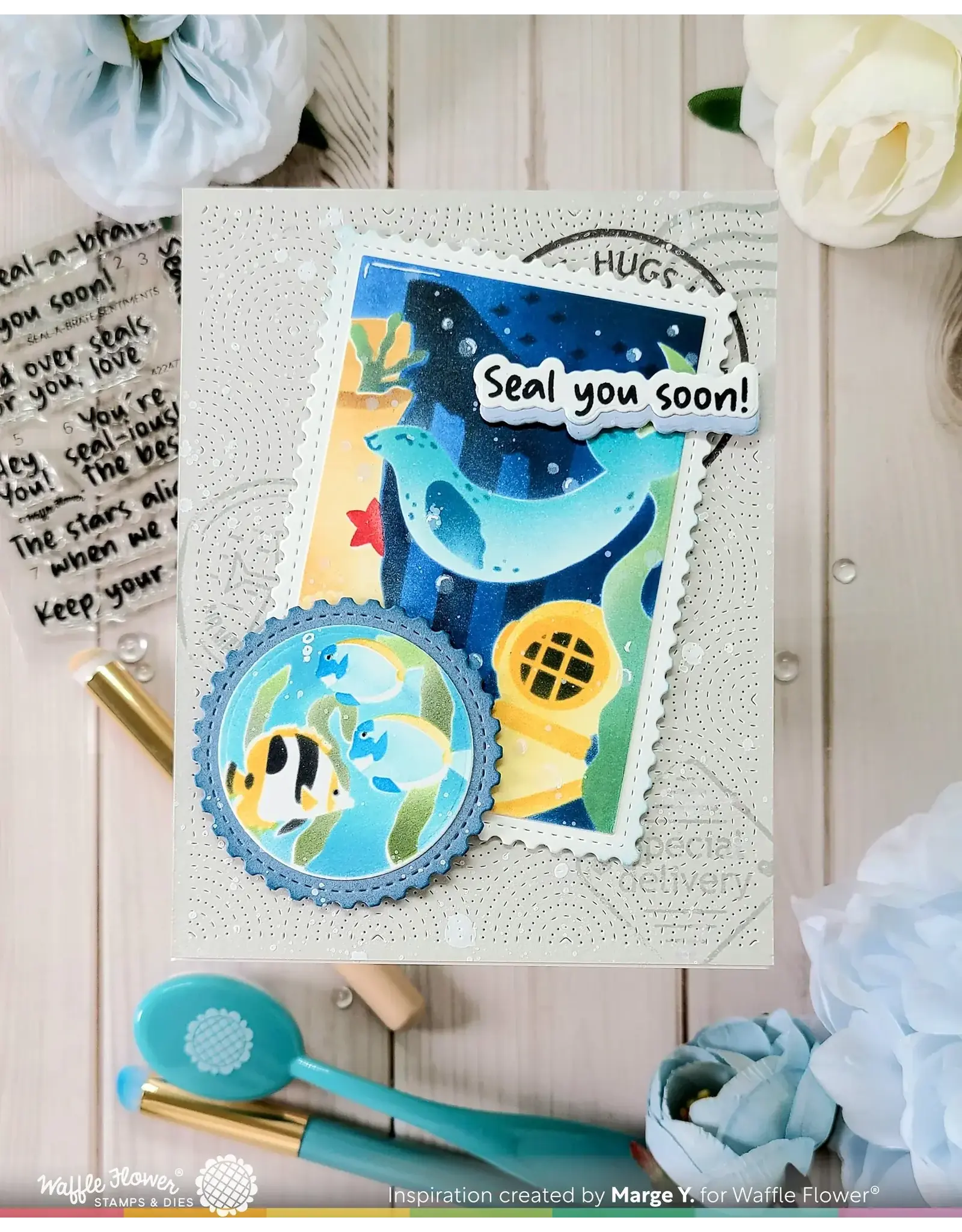 WAFFLE FLOWER WAFFLE FLOWER SEAL-A-BRATE SENTIMENTS CLEAR STAMP SET AND DIE COMBO