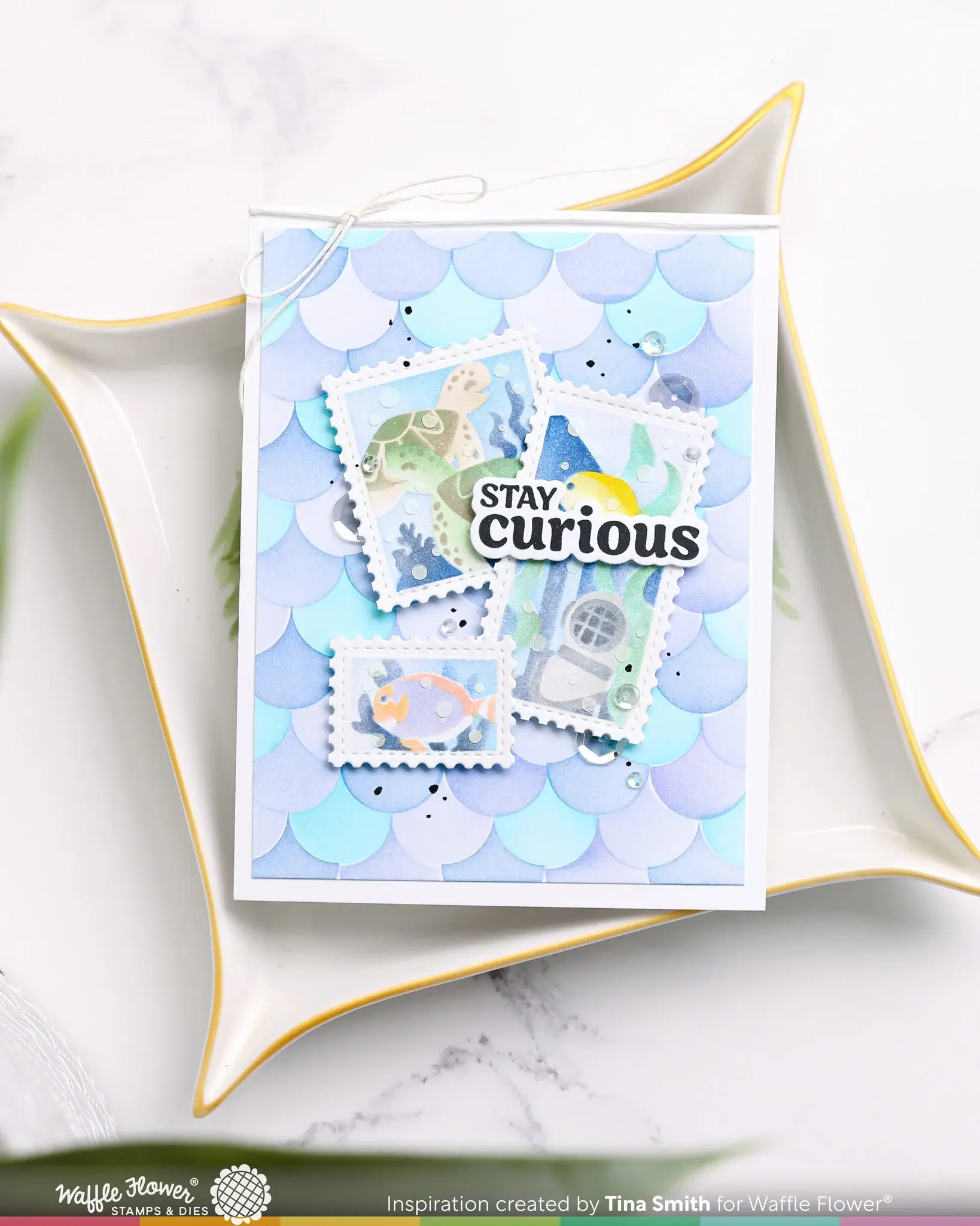 WAFFLE FLOWER WAFFLE FLOWER POSTAGE COLLAGE UNDER THE SEA STENCIL SET