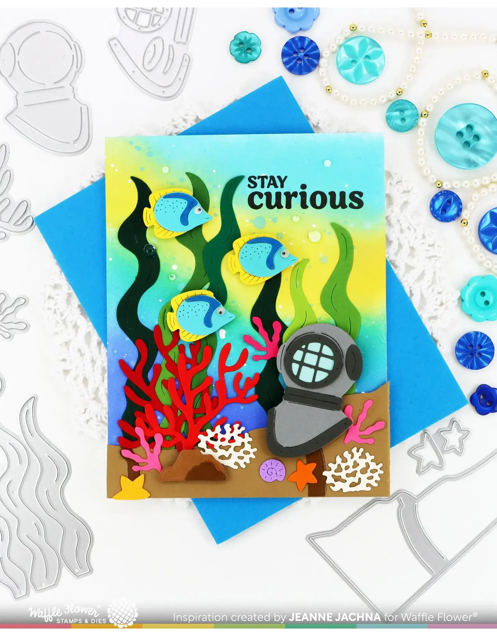 WAFFLE FLOWER WAFFLE FLOWER POSTAGE COLLAGE FISH DIE SET