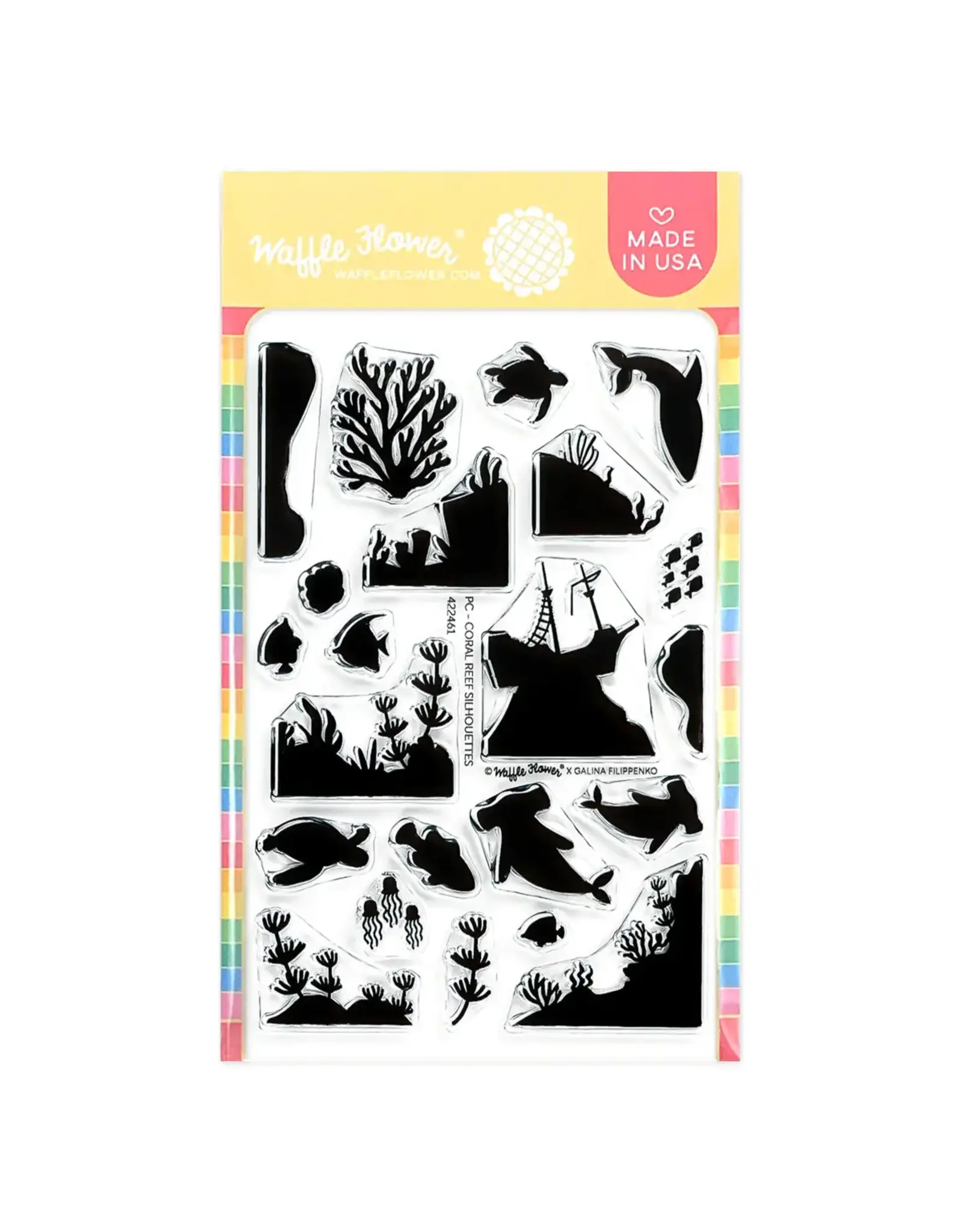 WAFFLE FLOWER WAFFLE FLOWER POSTAGE COLLAGE CORAL REEF SILHOUETTES CLEAR STAMP SET