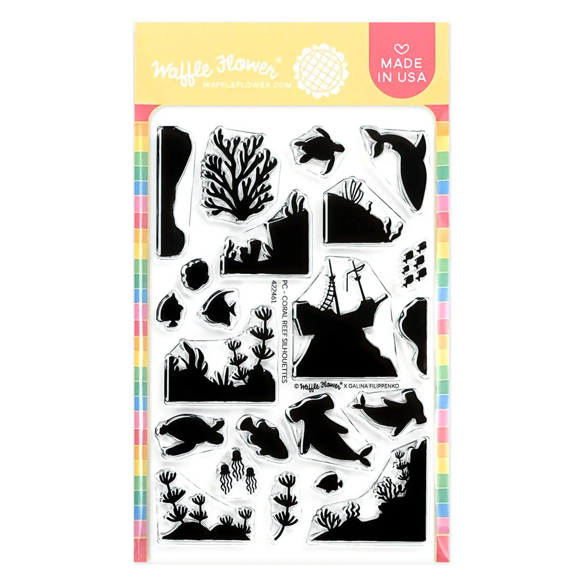 WAFFLE FLOWER WAFFLE FLOWER POSTAGE COLLAGE CORAL REEF SILHOUETTES CLEAR STAMP SET