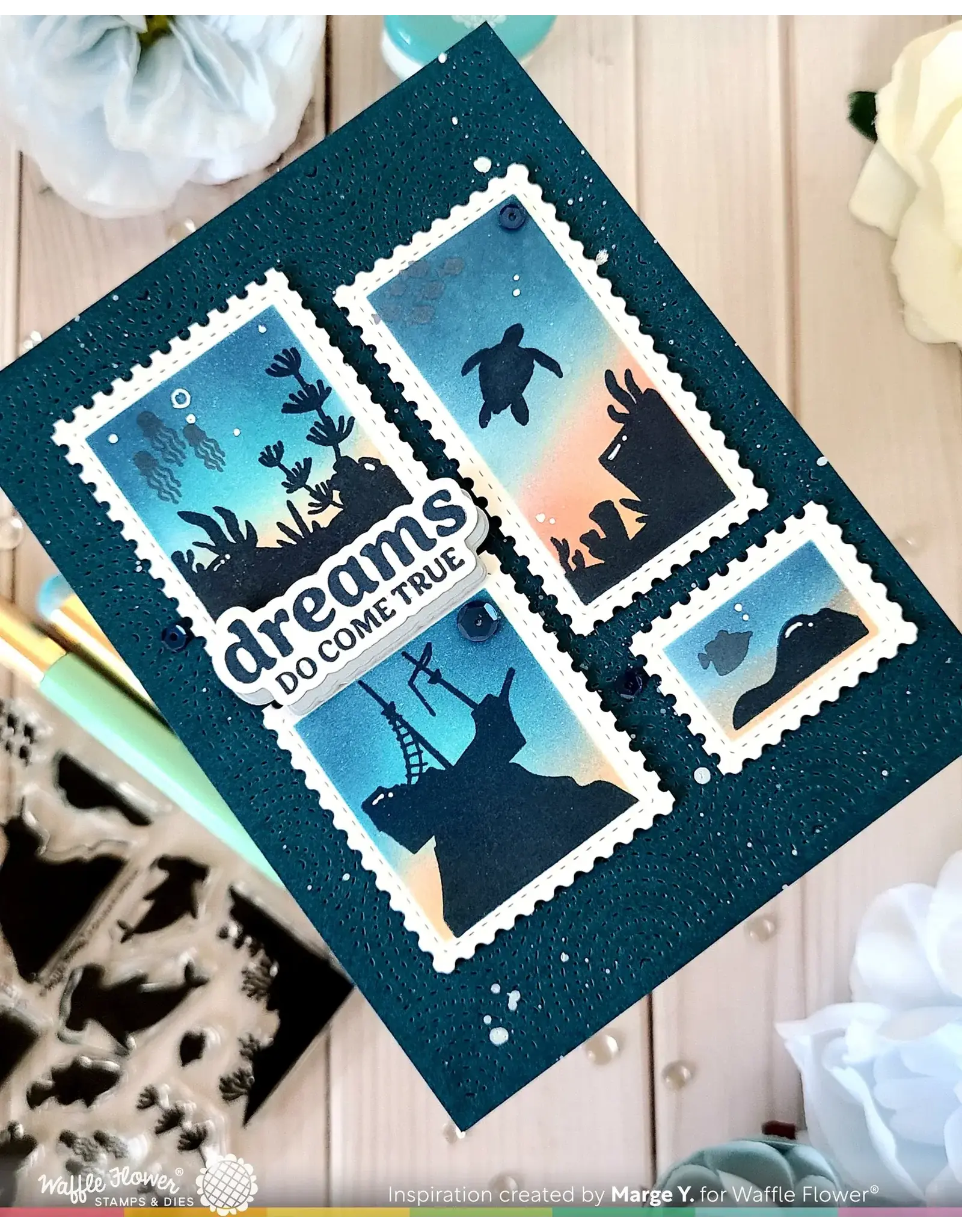 WAFFLE FLOWER WAFFLE FLOWER POSTAGE COLLAGE CORAL REEF SILHOUETTES CLEAR STAMP SET