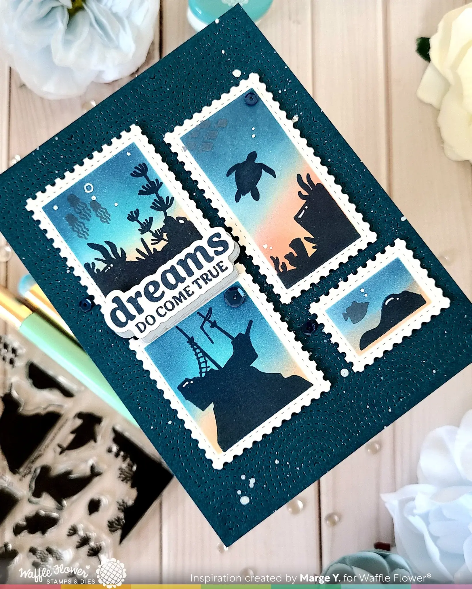WAFFLE FLOWER WAFFLE FLOWER POSTAGE COLLAGE CORAL REEF SILHOUETTES CLEAR STAMP SET