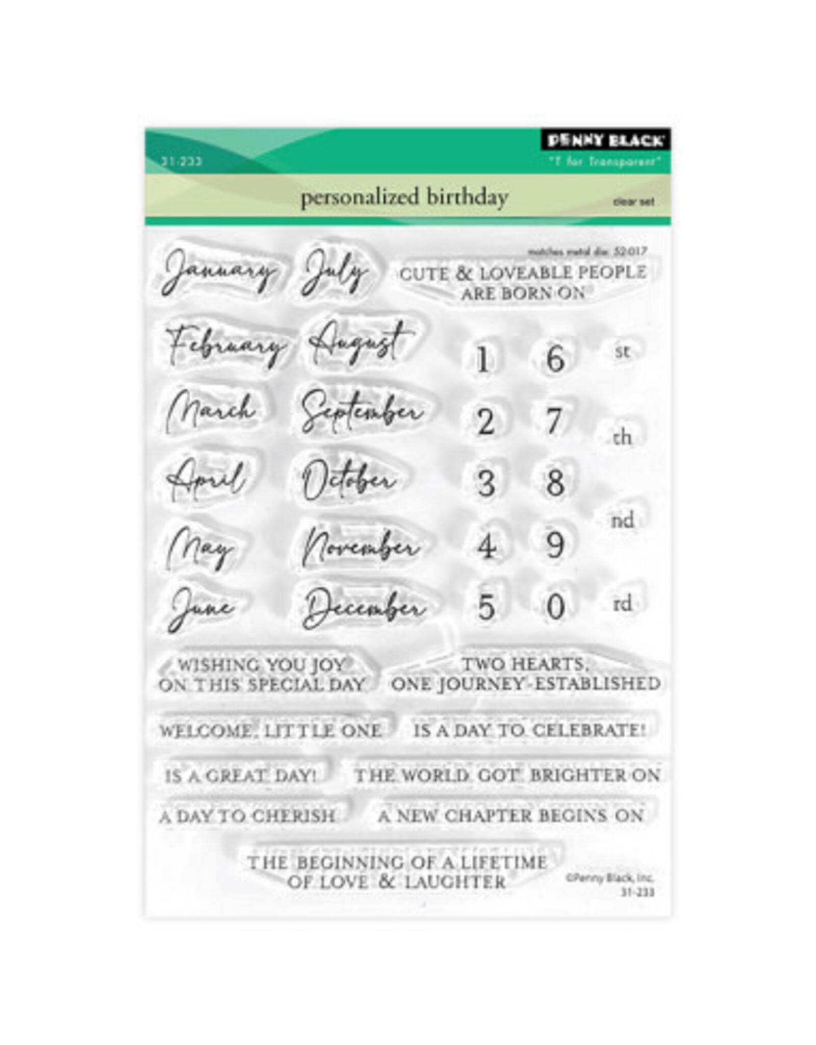 PENNY BLACK PENNY BLACK PERSONALIZED BIRTHDAY CLEAR STAMP SET