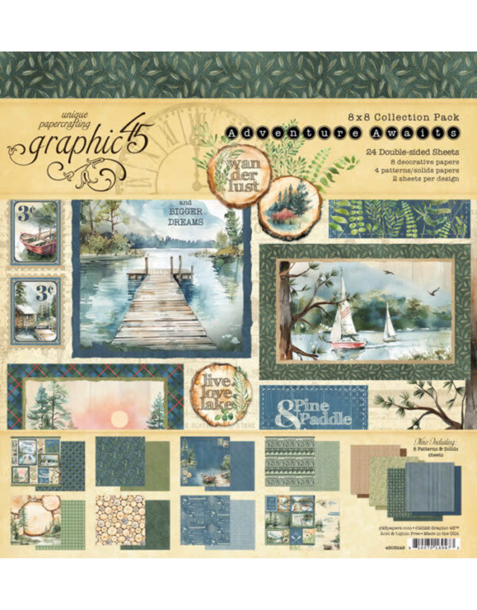 GRAPHIC 45 GRAPHIC 45 ADVENTURE AWAITS 8x8 COLLECTION PACK