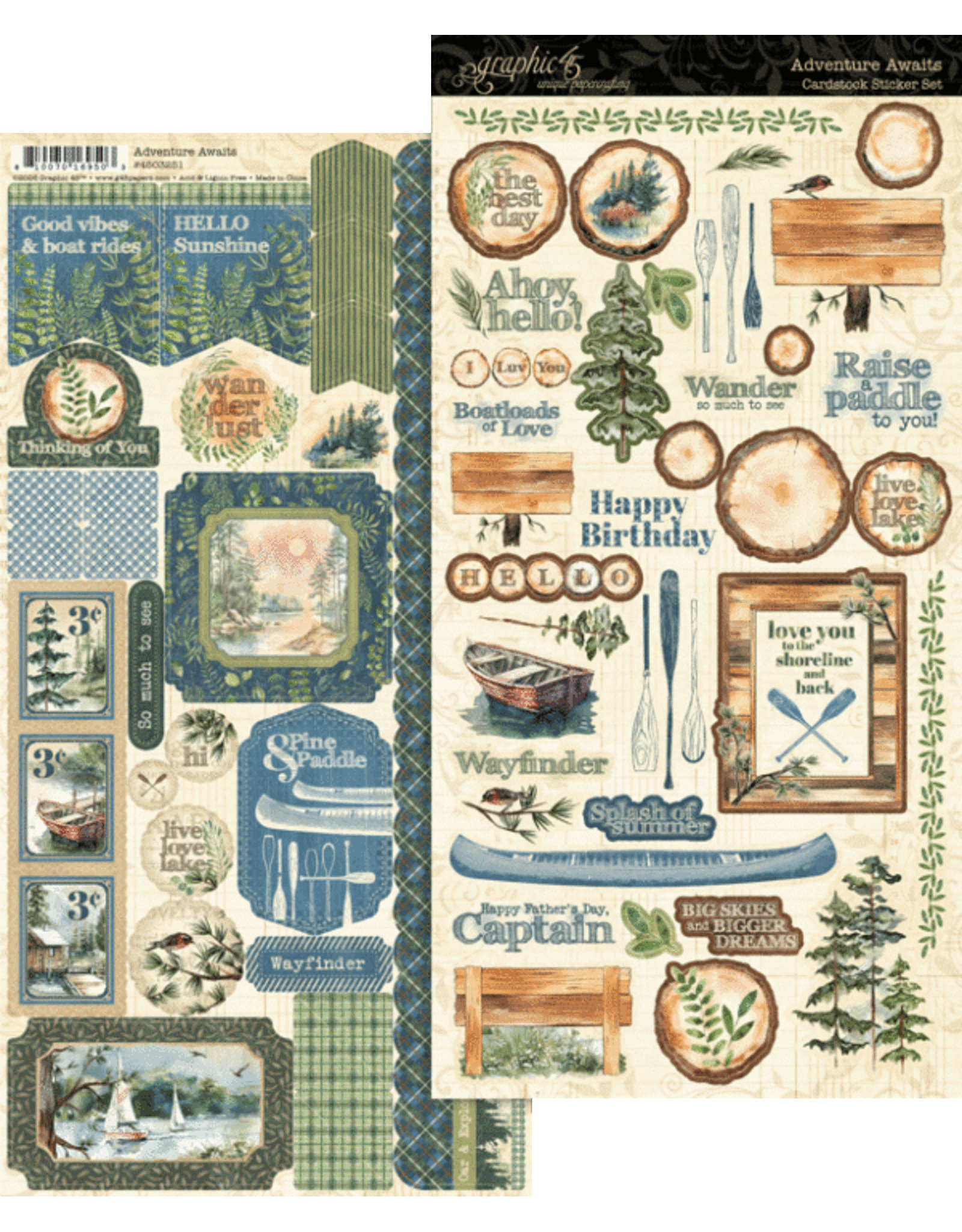 GRAPHIC 45 GRAPHIC 45 ADVENTURE AWAITS CARDSTOCK STICKER SET