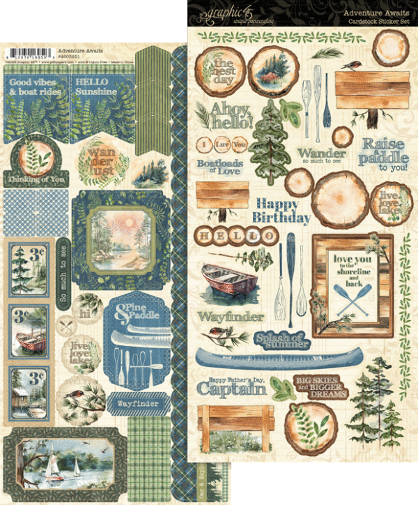 GRAPHIC 45 GRAPHIC 45 ADVENTURE AWAITS CARDSTOCK STICKER SET