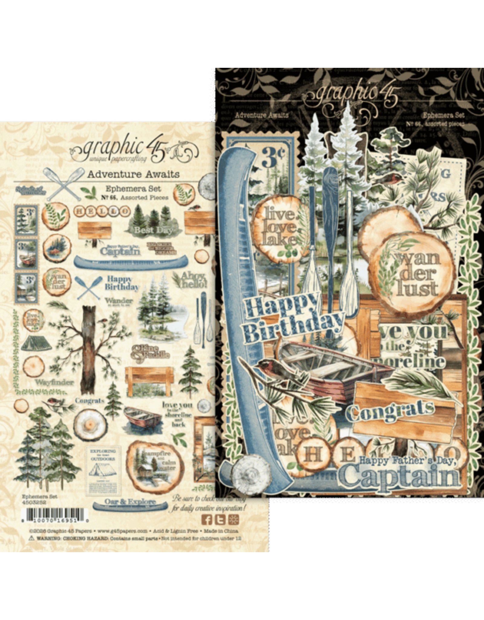 GRAPHIC 45 GRAPHIC 45 ADVENTURE AWAITS EPHEMERA SET
