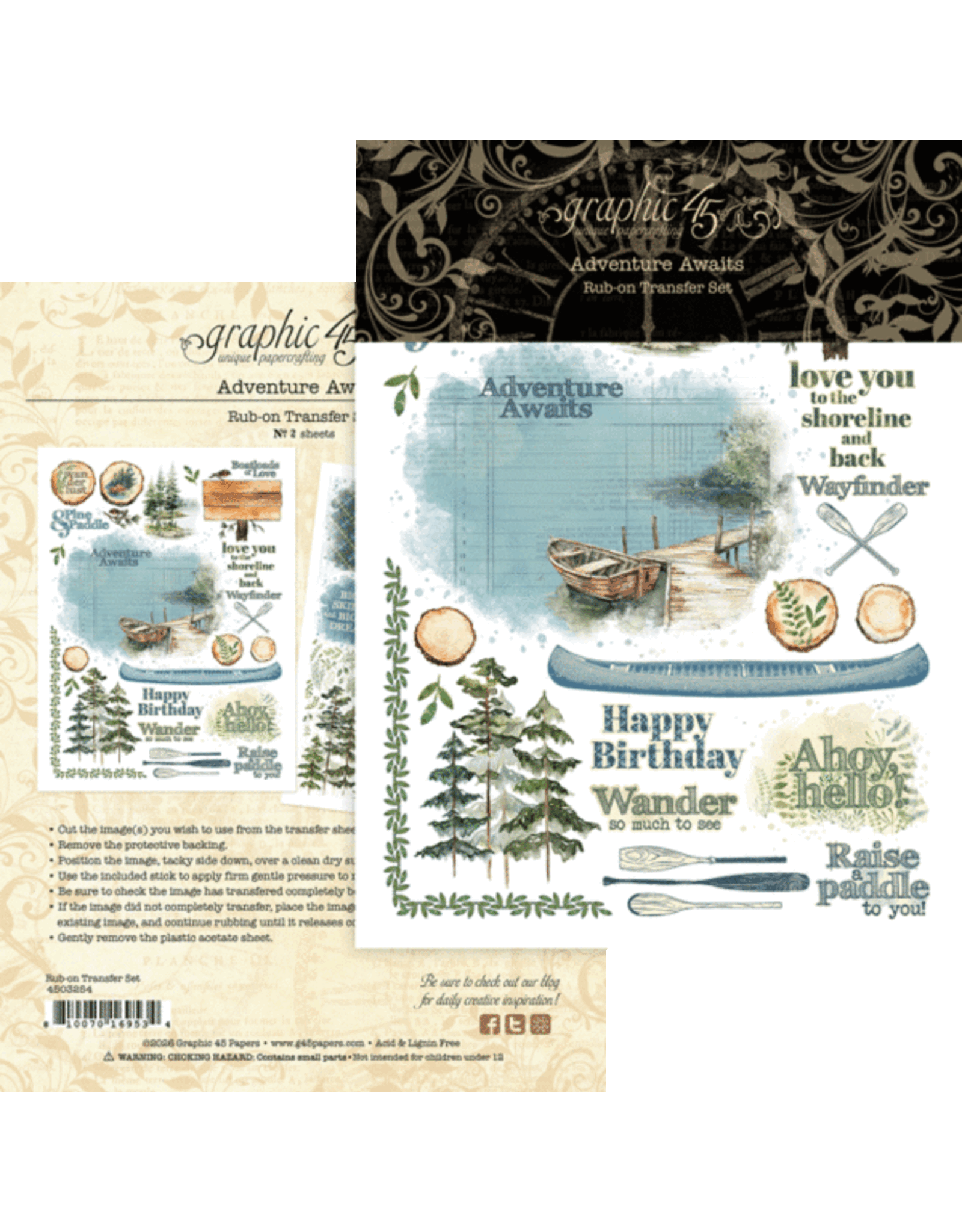 GRAPHIC 45 GRAPHIC 45 ADVENTURE AWAITS RUB-ON TRANSFER SET