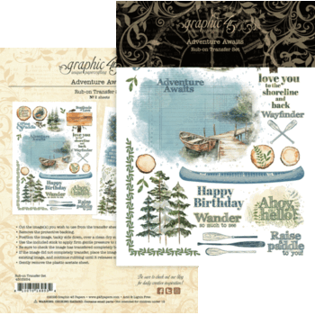 GRAPHIC 45 GRAPHIC 45 ADVENTURE AWAITS RUB-ON TRANSFER SET