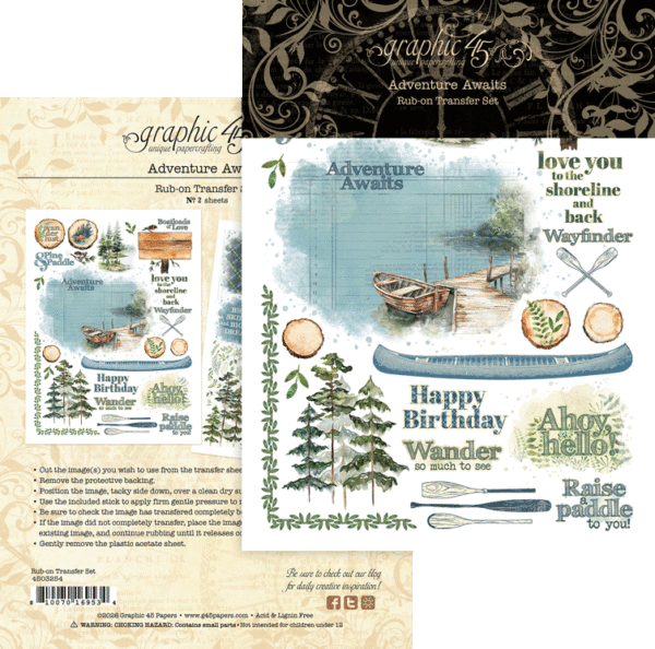 GRAPHIC 45 GRAPHIC 45 ADVENTURE AWAITS RUB-ON TRANSFER SET