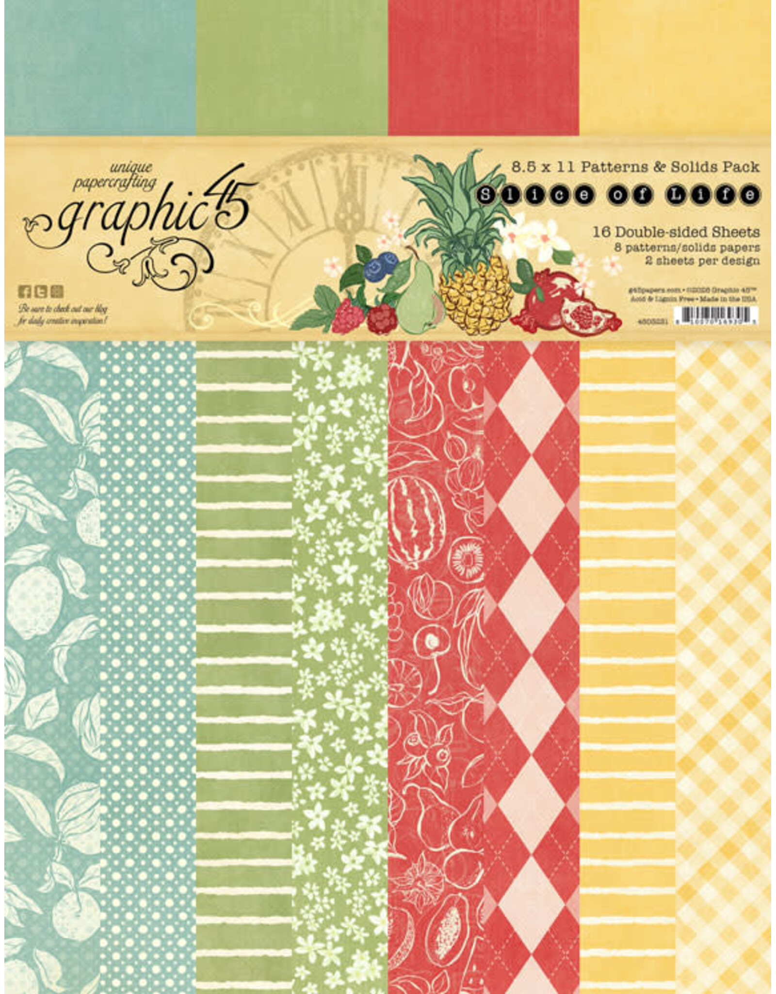 GRAPHIC 45 GRAPHIC 45 SLICE OF LIFE PATTERNS & SOLIDS 8.5x11 COLLECTION PACK