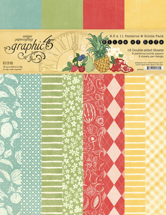 GRAPHIC 45 GRAPHIC 45 SLICE OF LIFE PATTERNS & SOLIDS 8.5x11 COLLECTION PACK