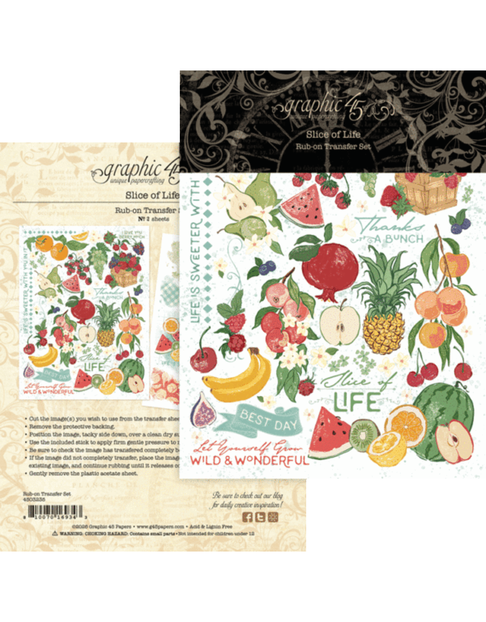 GRAPHIC 45 GRAPHIC 45 SLICE OF LIFE RUB-ON TRANSFER SET