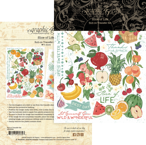 GRAPHIC 45 GRAPHIC 45 SLICE OF LIFE RUB-ON TRANSFER SET