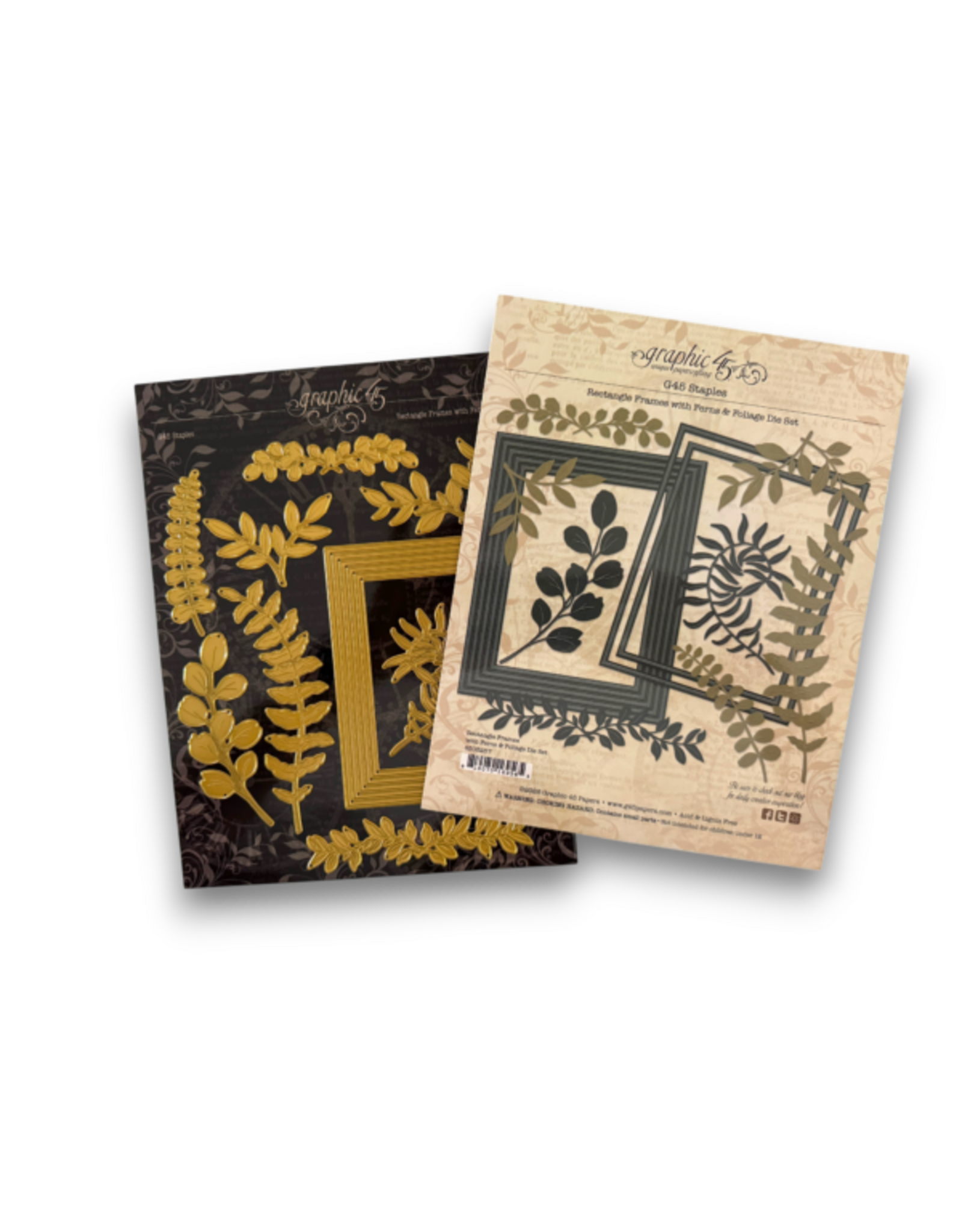 GRAPHIC 45 GRAPHIC 45 RECTANGLE FRAMES WITH FERNS & FOLIAGE DIE SET