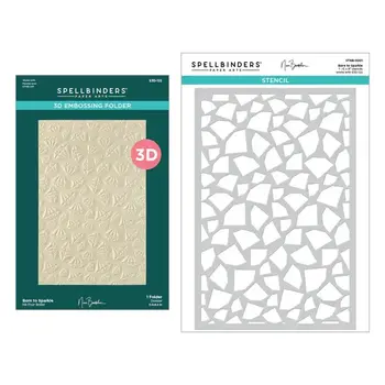 SPELLBINDERS SPELLBINDERS NINA BOETTCHER BOUGIE BIRTHDAY COLLECTION BORN TO SPARKLE 3D EMBOSSING FOLDER AND STENCIL