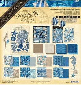 GRAPHIC 45 GRAPHIC 45 OCEAN BLUE KEEPSAKE KIT WITH EXCLUSIVE METAL DIE SET
