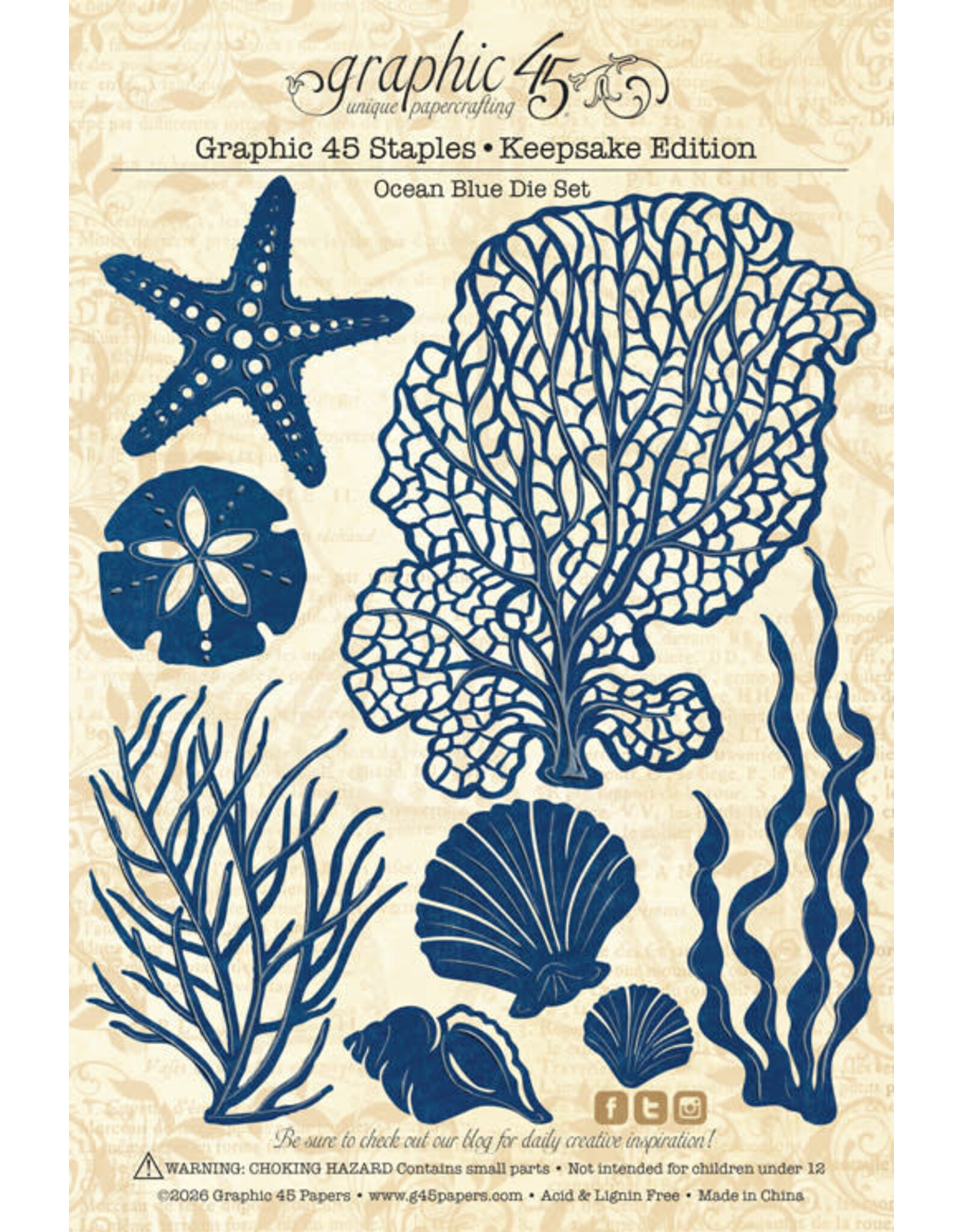 GRAPHIC 45 GRAPHIC 45 OCEAN BLUE KEEPSAKE KIT WITH EXCLUSIVE METAL DIE SET