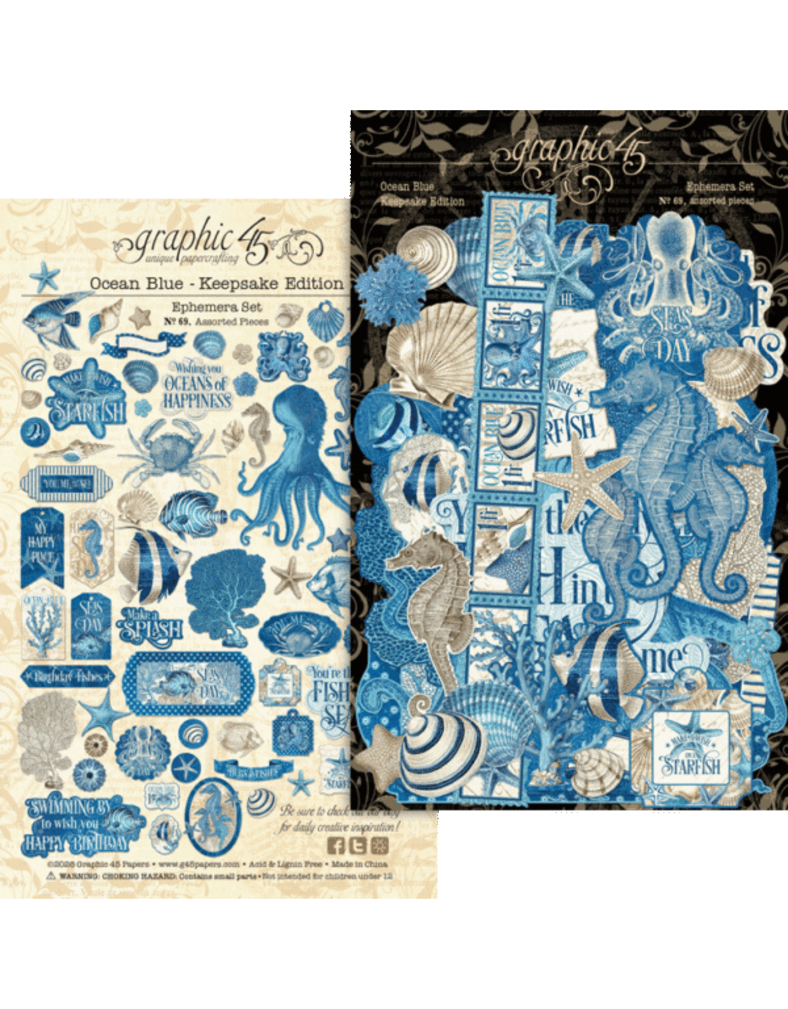 GRAPHIC 45 GRAPHIC 45 OCEAN BLUE KEEPSAKE KIT WITH EXCLUSIVE METAL DIE SET