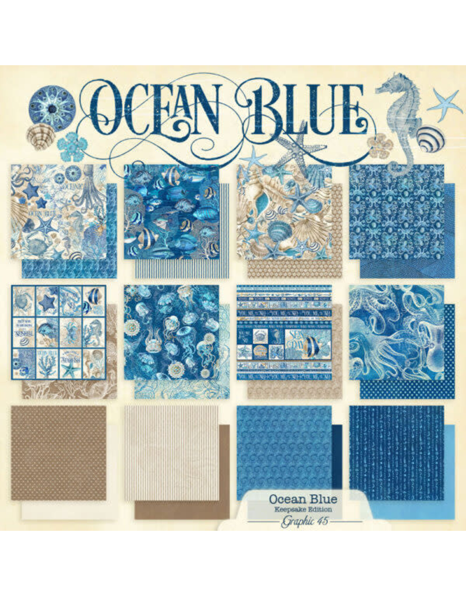 GRAPHIC 45 GRAPHIC 45 OCEAN BLUE KEEPSAKE KIT WITH EXCLUSIVE METAL DIE SET