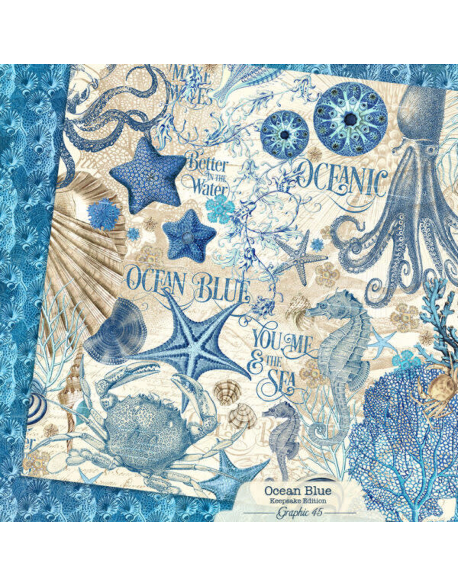 GRAPHIC 45 GRAPHIC 45 OCEAN BLUE KEEPSAKE KIT WITH EXCLUSIVE METAL DIE SET