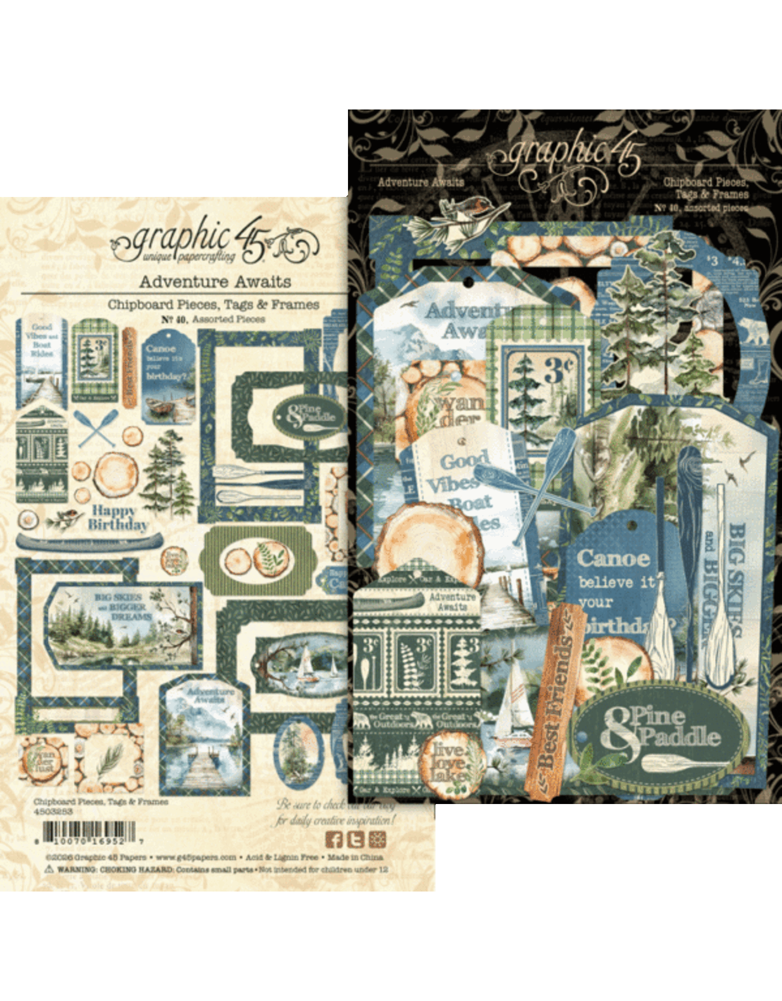 GRAPHIC 45 GRAPHIC 45 ADVENTURE AWAITS CHIPBOARD TAGS & FRAMES