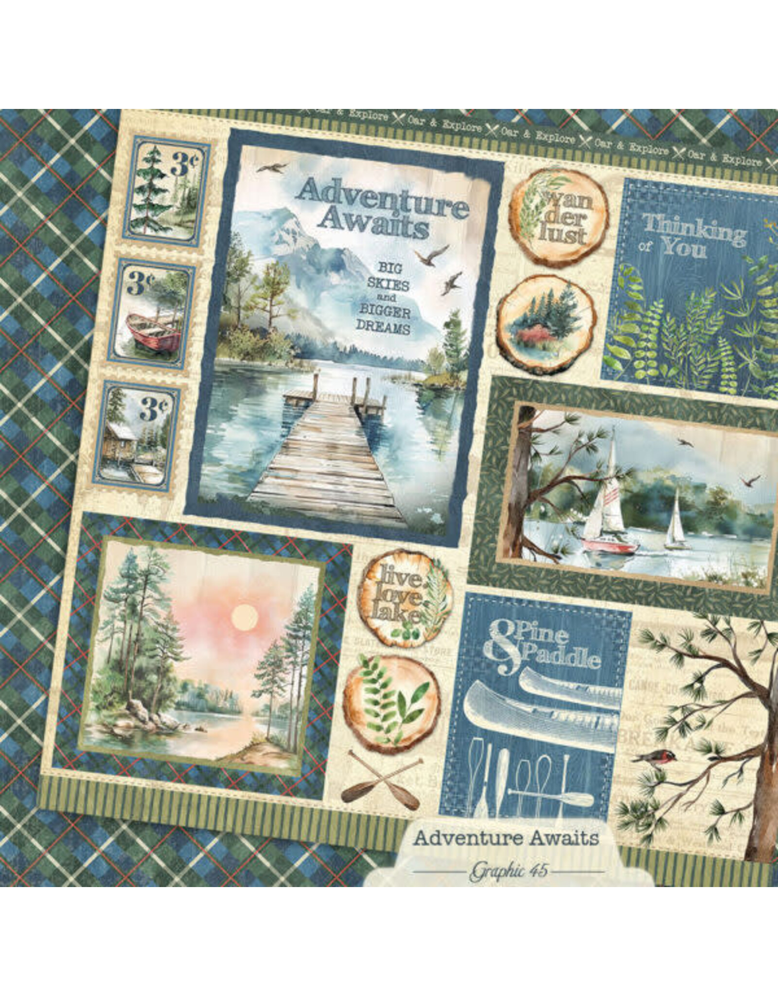 GRAPHIC 45 GRAPHIC 45 ADVENTURE AWAITS SIGNATURE CUT-APART 12x12 CARDSTOCK