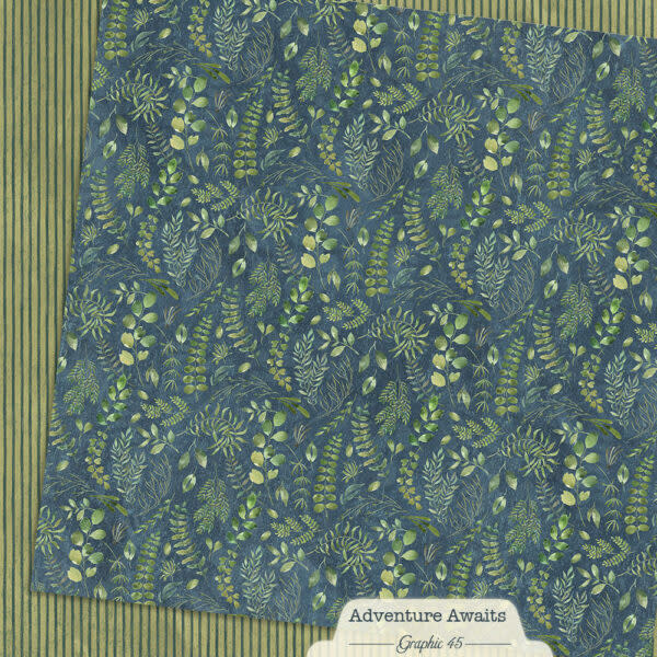GRAPHIC 45 GRAPHIC 45 ADVENTURE AWAITS FLORAL FERN 12x12 CARDSTOCK
