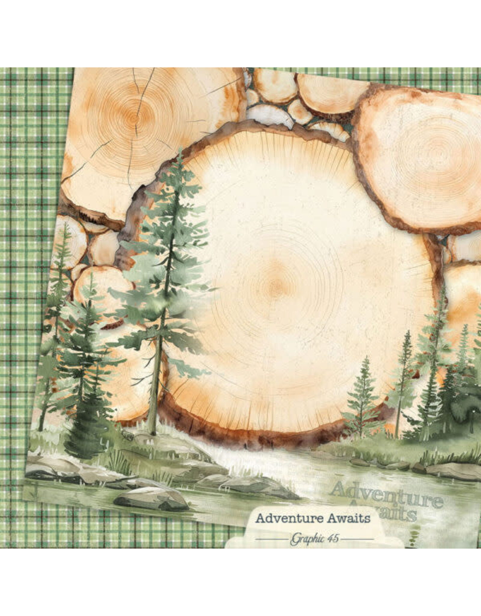 GRAPHIC 45 GRAPHIC 45 ADVENTURE AWAITS WOODLAND LAYOUT 12x12 CARDSTOCK