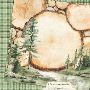 GRAPHIC 45 GRAPHIC 45 ADVENTURE AWAITS WOODLAND LAYOUT 12x12 CARDSTOCK