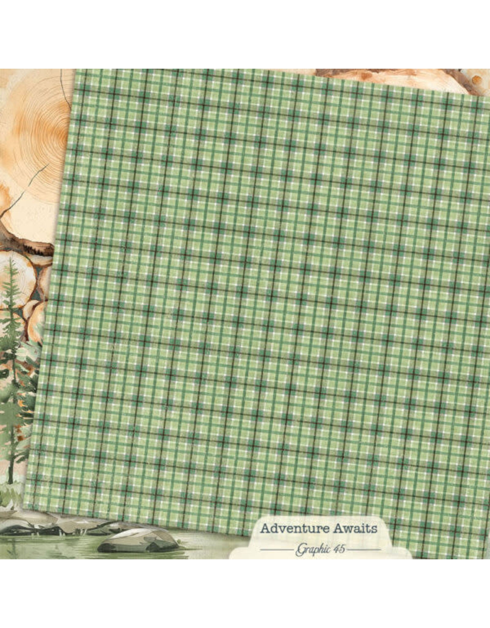 GRAPHIC 45 GRAPHIC 45 ADVENTURE AWAITS WOODLAND LAYOUT 12x12 CARDSTOCK
