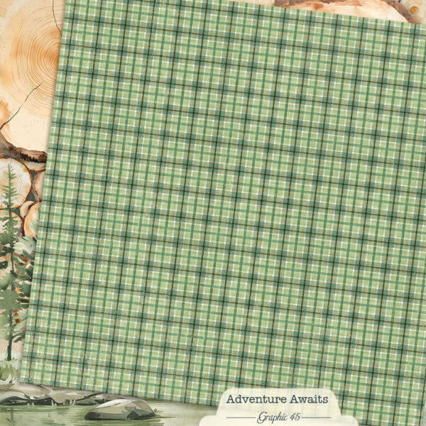 GRAPHIC 45 GRAPHIC 45 ADVENTURE AWAITS WOODLAND LAYOUT 12x12 CARDSTOCK