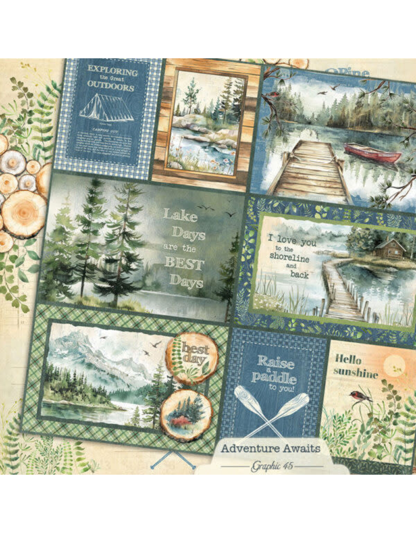 GRAPHIC 45 GRAPHIC 45 ADVENTURE AWAITS JOURNALING CUT-APART 12x12 CARDSTOCK