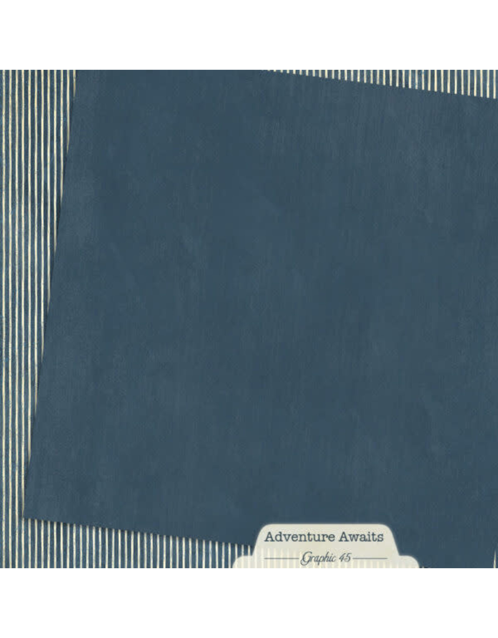 GRAPHIC 45 GRAPHIC 45 ADVENTURE AWAITS MARINE BLUE PATTERN & SOLID SHEET 12x12 CARDSTOCK